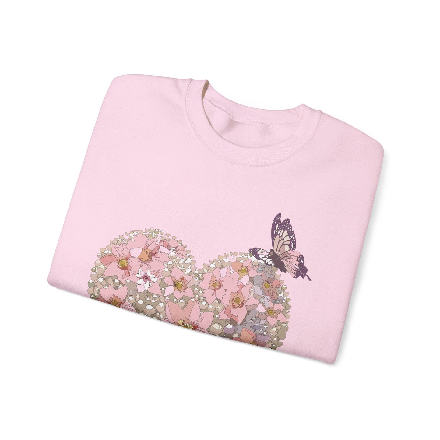 Unisex Floral Heart Sweatshirt Floral Love Valentines Day Gildan 18000 Heavy Blend Crewneck