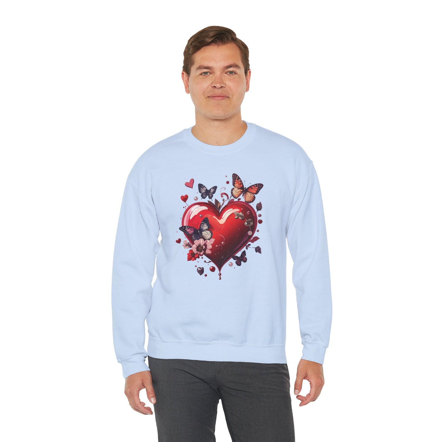 Big Red Heart Sweatshirt, Floral Red Heart Sweatshirt, Floral Love Sweatshirt, Valentine's Day Sweatshirt, Heart Floral Sweatshirt 105