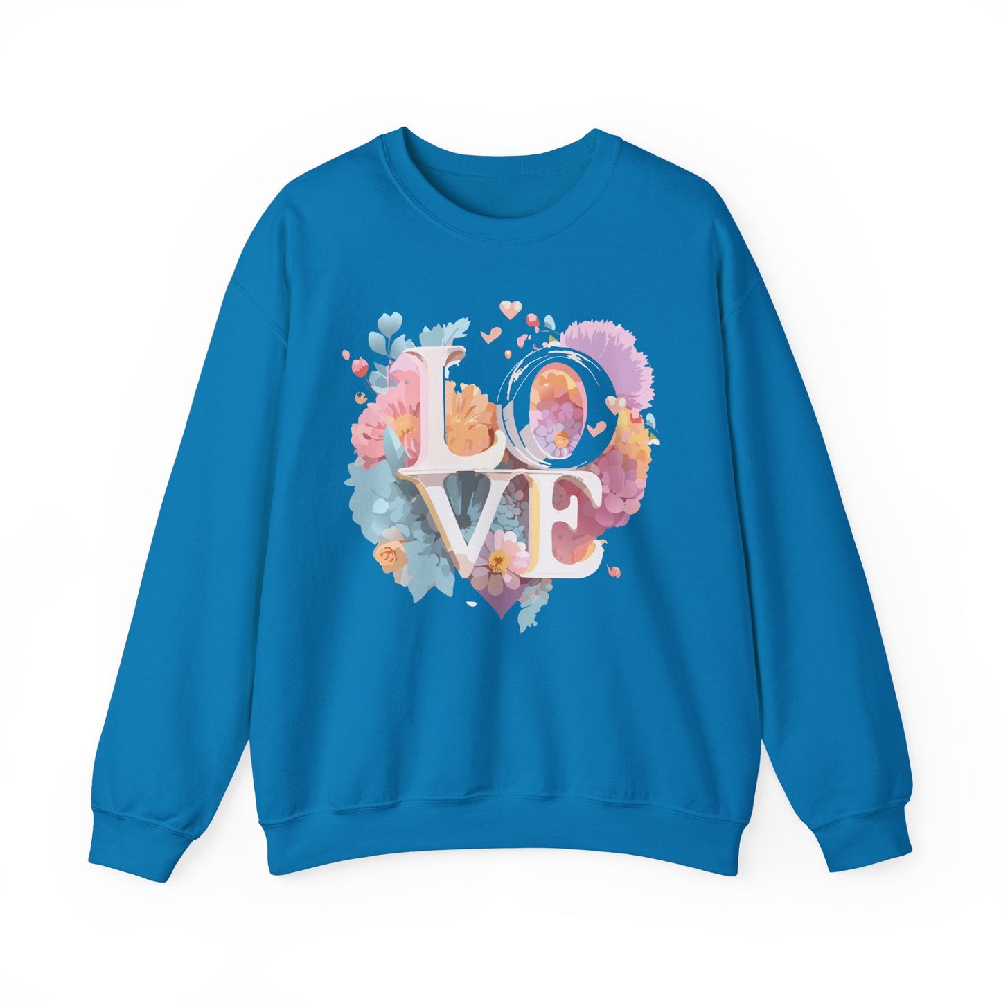 Floral Love Sweatshirt For Valentines Day Unisex Crewneck 50 50 Cotton Polyester Gildan 18000