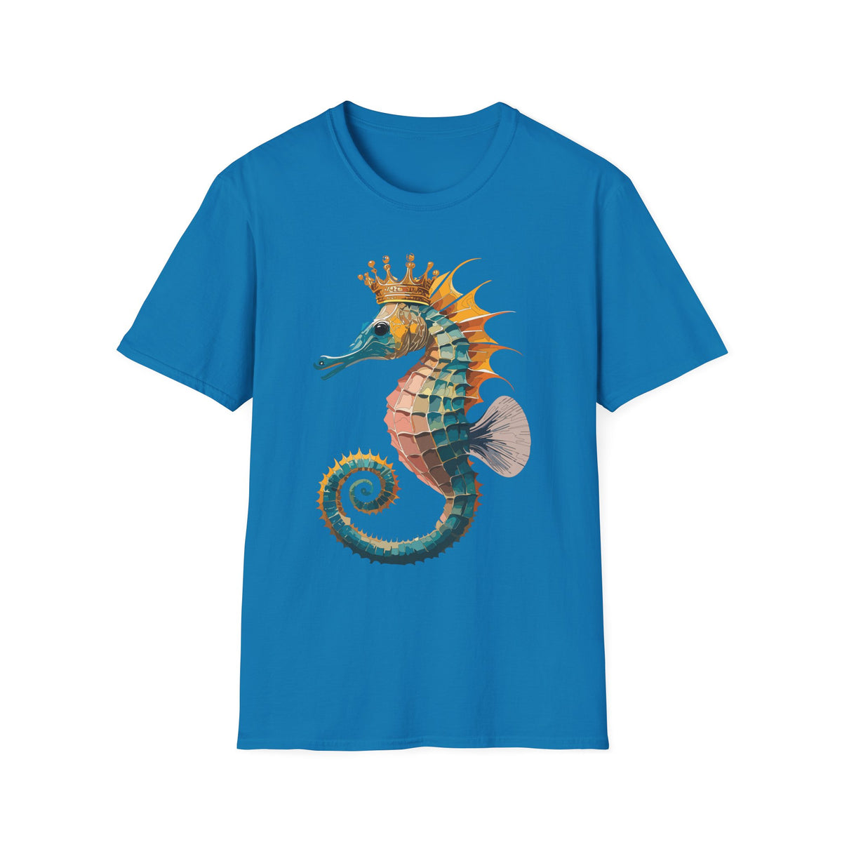 Crowned Seahorse T-Shirt | Colorful King Seahorse Illustration Tee