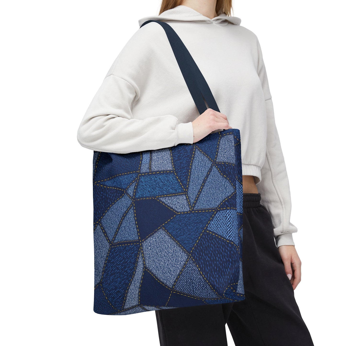 Denim Fabric Imitation Print Unisex Canvas Bag Poly Spun 3 Sizes Tote Bag 104