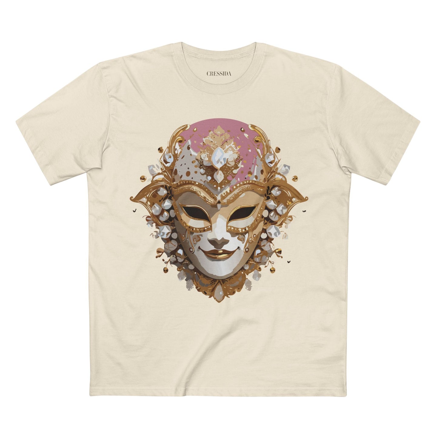 Carnival Mask Graphic T-Shirt Unisex 100 Cotton With Antique Gold Art Design Tee 19