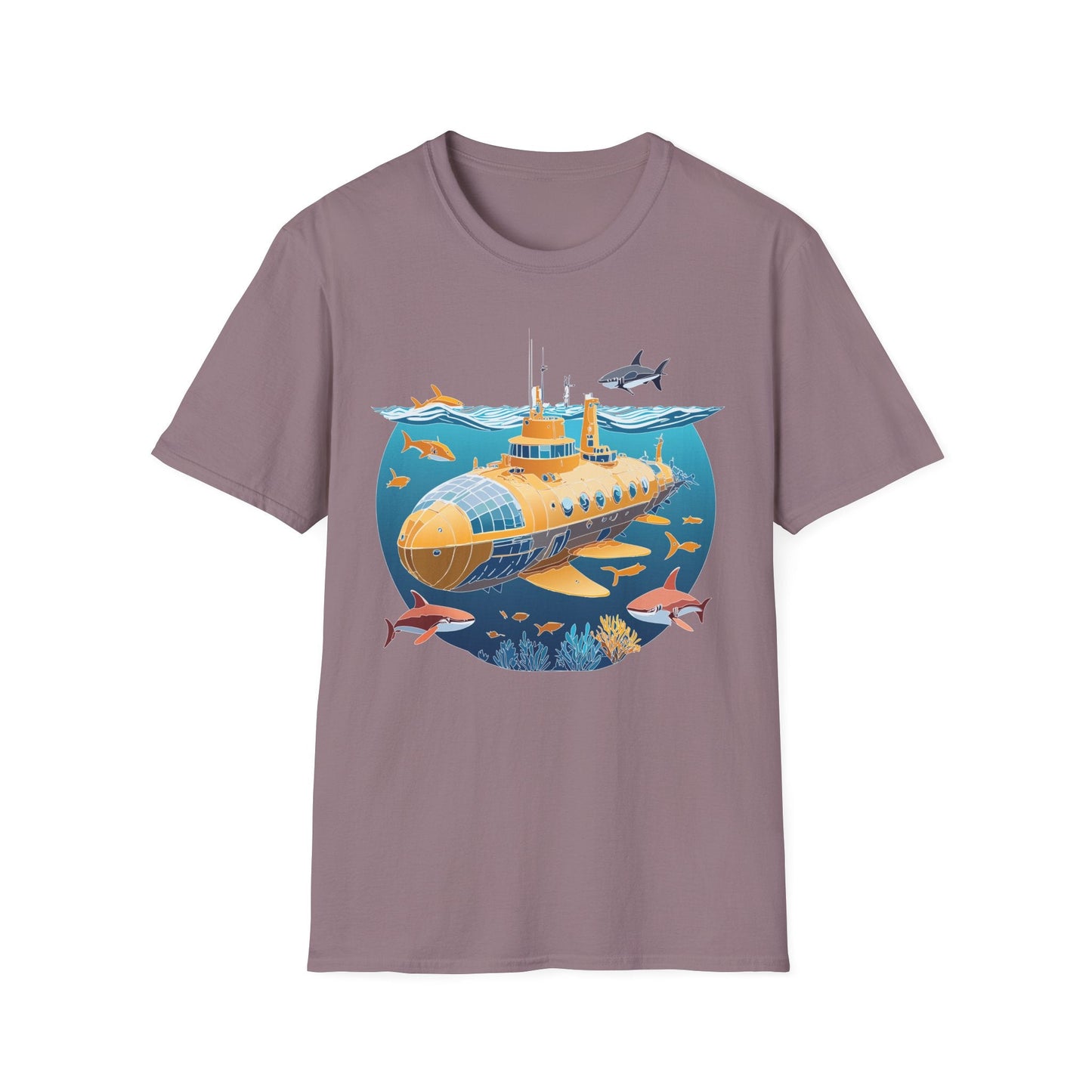 Ocean Themed Unisex Softstyle T Shirt 100 Percent Ring Spun Cotton U Boat Design Tee Everyday