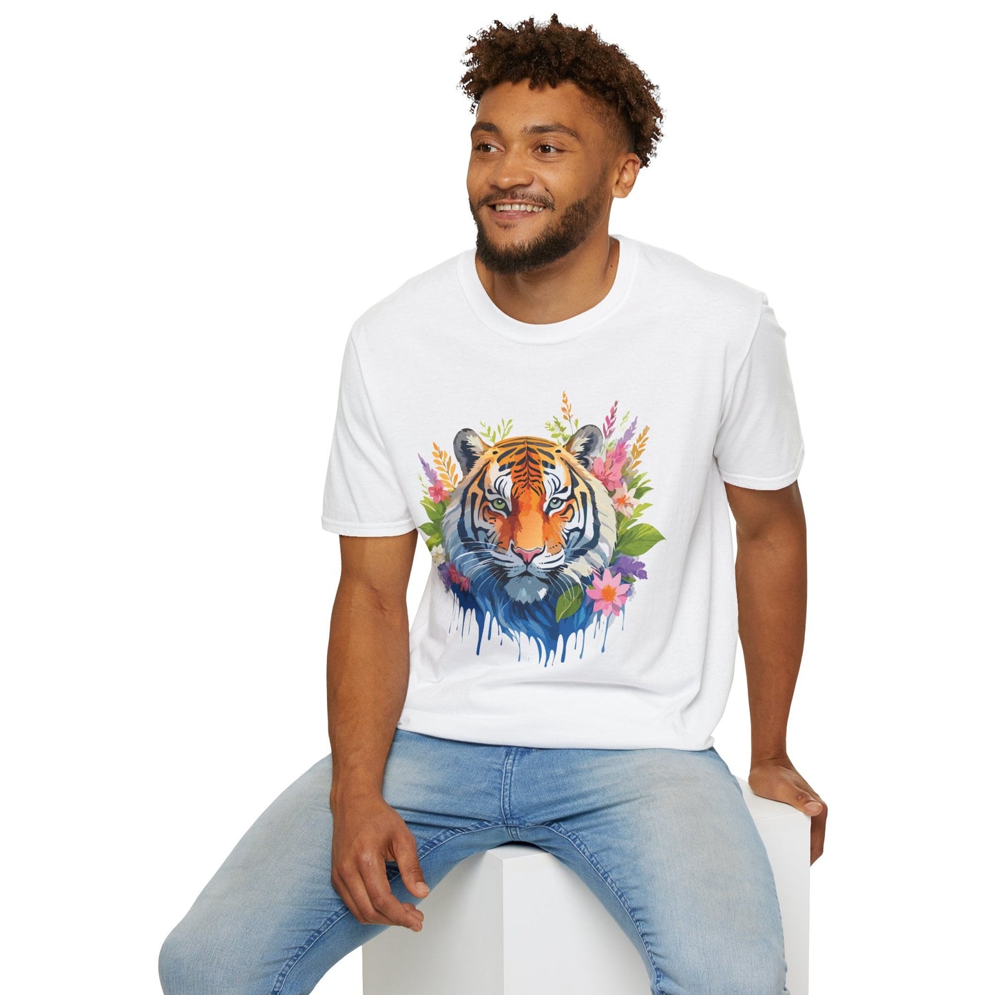 Tiger Print Unisex Gildan Softstyle Tee 64000 100 Percent Ring Spun Cotton