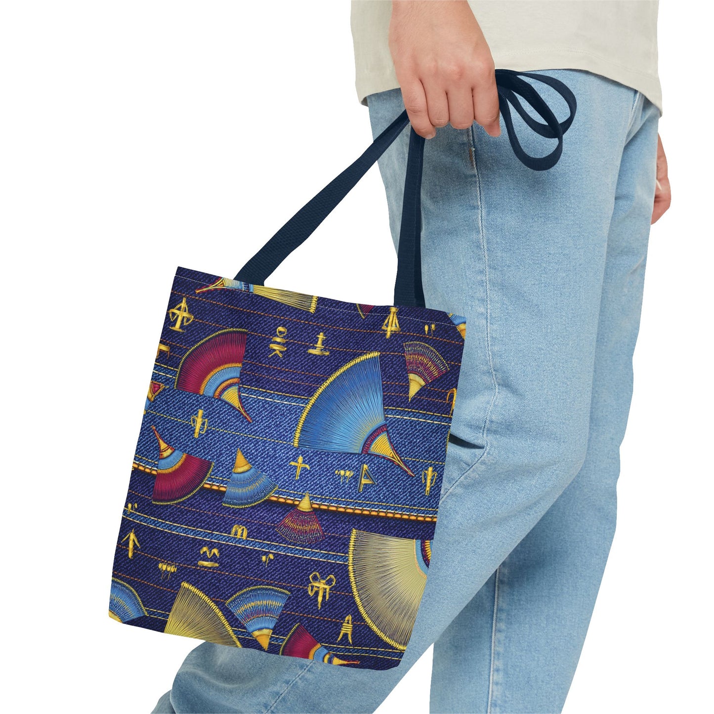 Denim Fabric Imitation Print Unisex Canvas Bag Poly Spun 3 Sizes Tote Bag 185-3