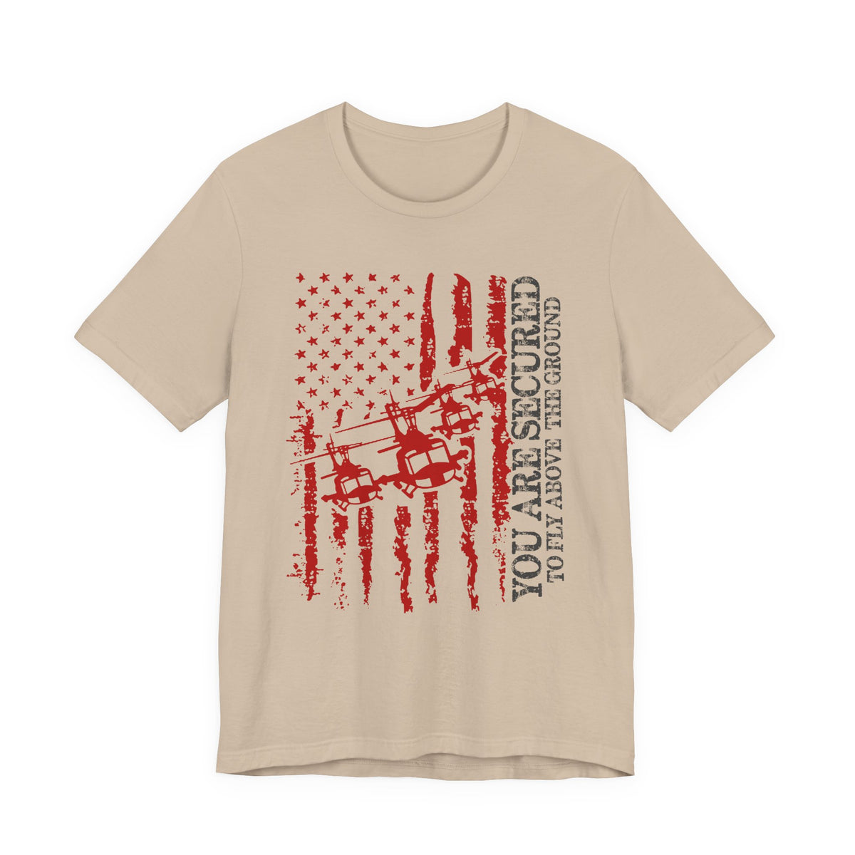 You Are Secured Flag design Tee Military Helicopter Red Distressed USA Unisex Cotton T-Shirt v2