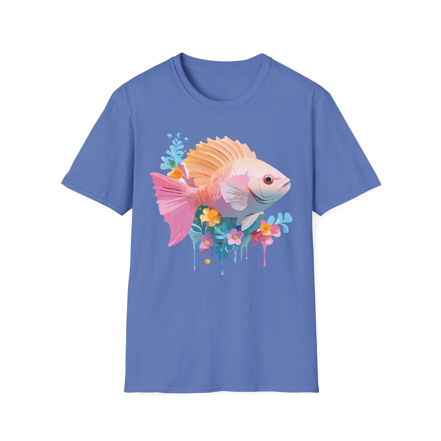 Fish Art Design Graphic Tee Shirt Unisex Softstyle Cotton Short Sleeve Comfort Fit Everyday Wear