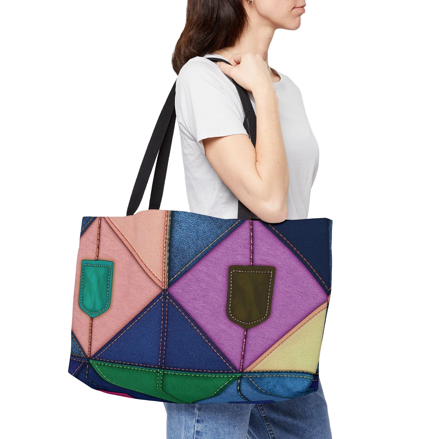 Denim Print Yoga Bag High-Quality 100% Spun Polyester 24x13 Canvas Gym Bag 31-2