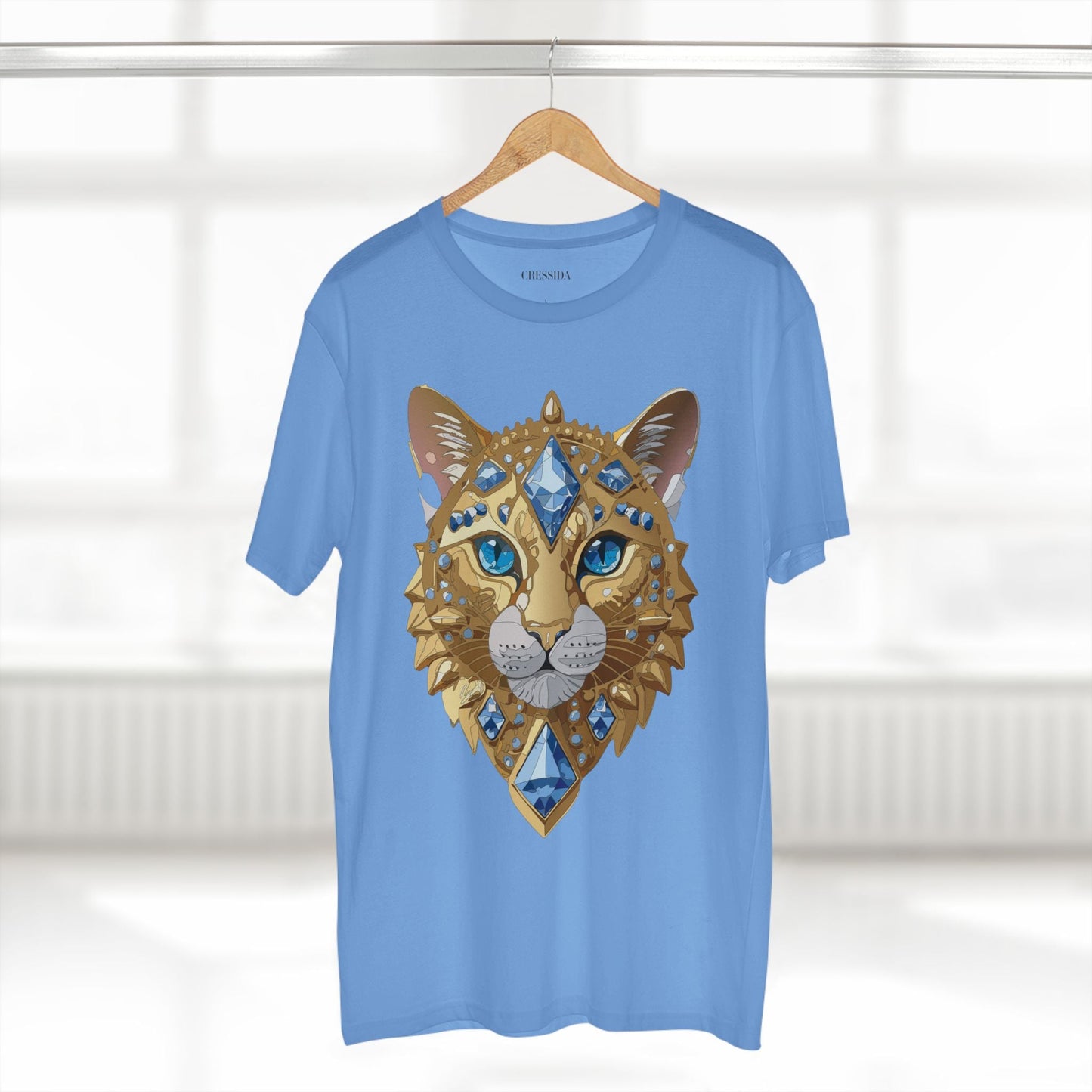 Cat Graphic Unisex 100 Cotton Tee With Unique Animal Golden Medallion Art Design 12