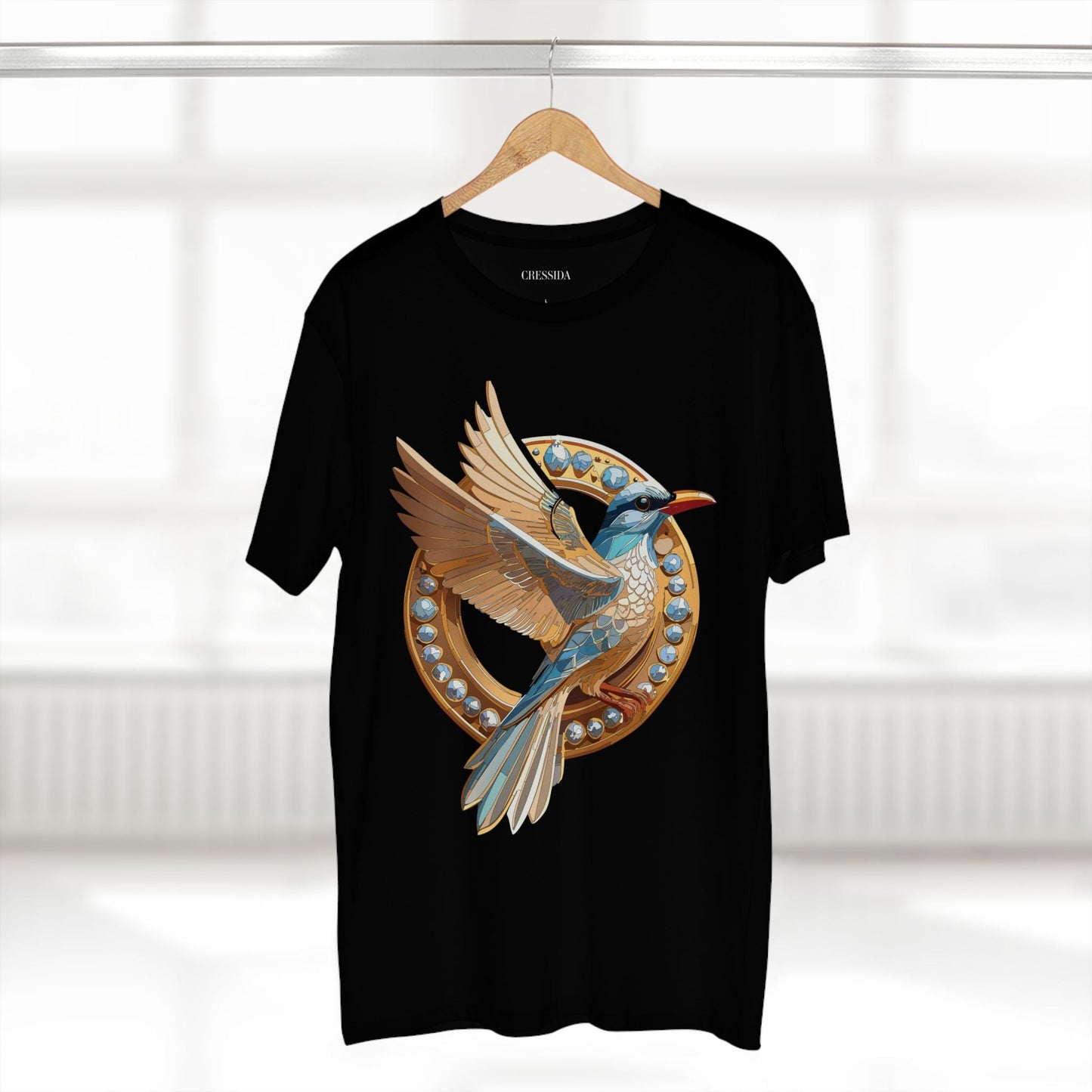 Bird Graphic Unisex 100 Cotton Tee With Unique Animal Golden Medallion Art Design 20
