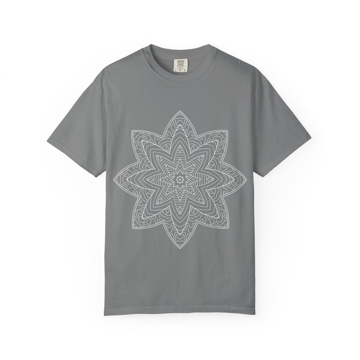 Unisex Garment Dyed Cotton T-Shirt with Mandala Graphic Design