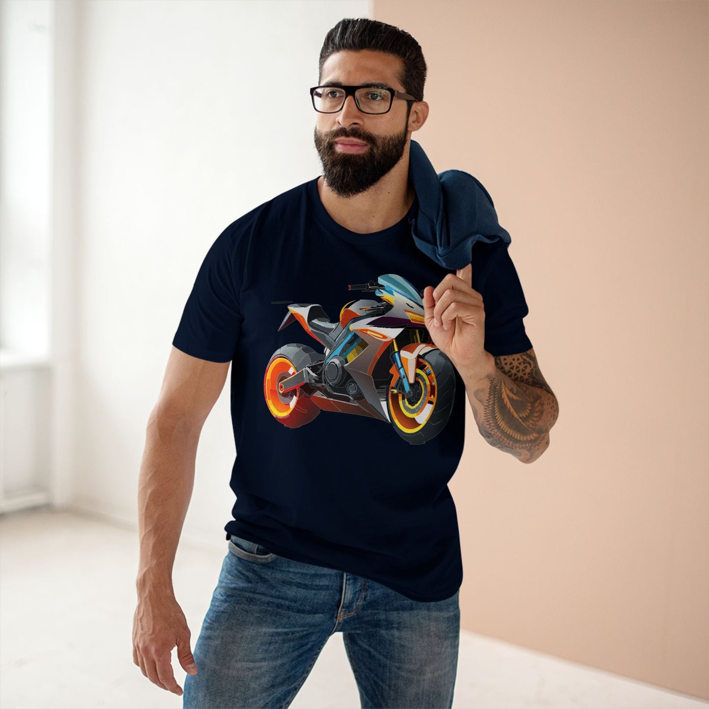 Moto Bike Graphic Unisex 100 Cotton Staple Tee 24