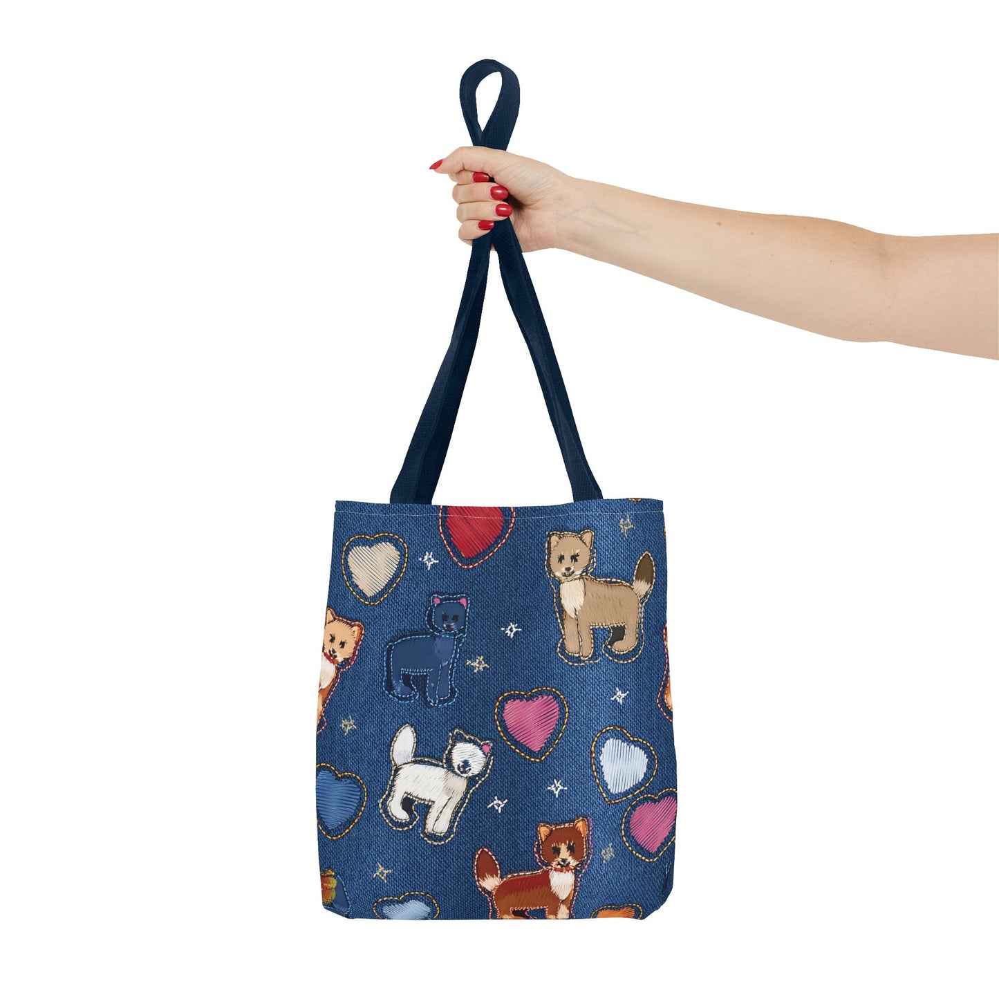 Love Day Graphic Design Denim Fabric Imitation Print Unisex Canvas Bag POLY 3 Sizes Tote Bag 201-6