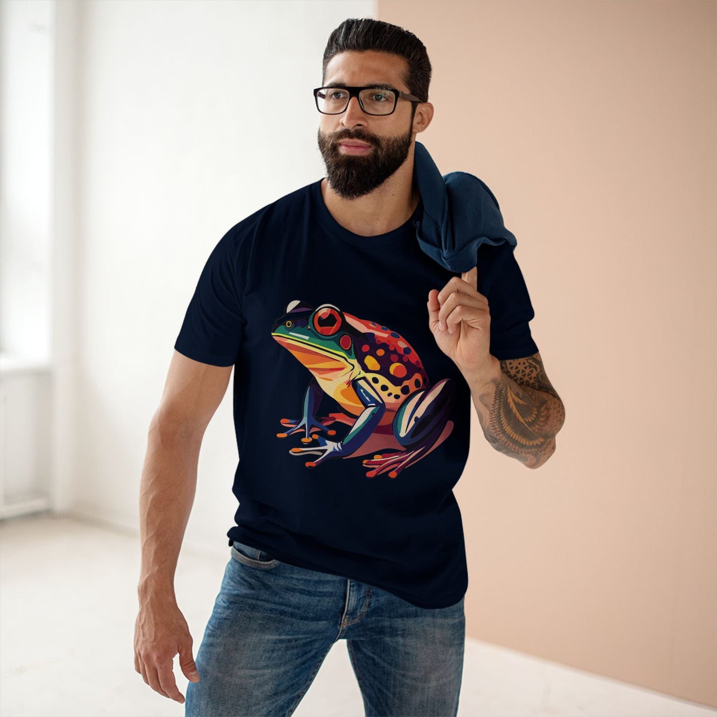 Unisex Frog Animal Shirt Art Tee By Retro2Nova Premium Cotton Staple Tee With Original Custom Artwork