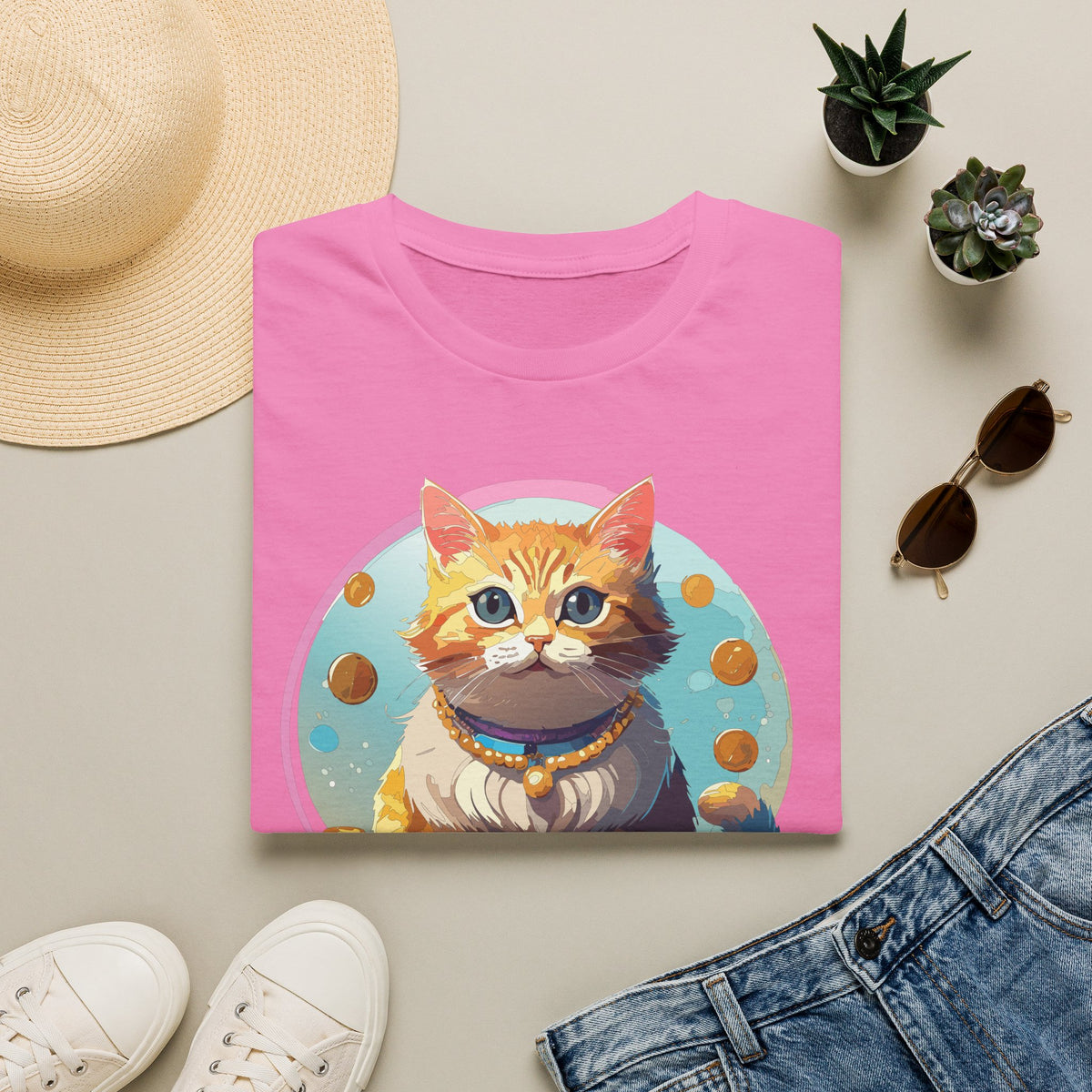 Lucky Cat Illustration T-Shirt | "I'm a lucky cat" design