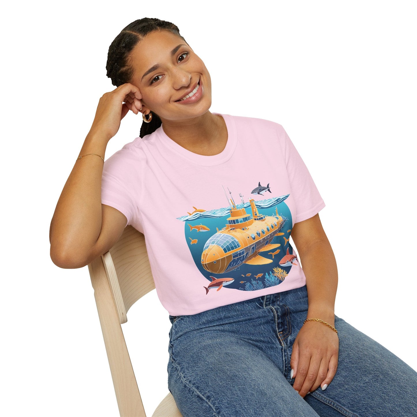 Ocean Themed Unisex Softstyle T Shirt 100 Percent Ring Spun Cotton U Boat Design Tee Everyday
