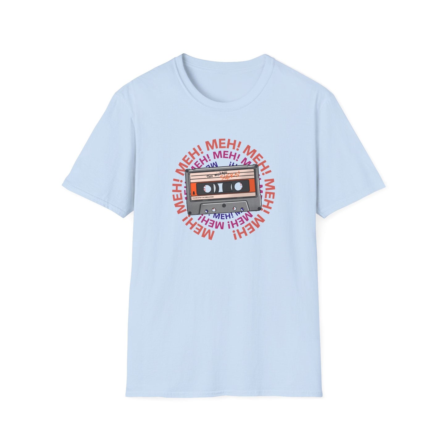 Cassette Tape Meh Graphic T-Shirt Unisex Cotton Retro Funny Music Tee