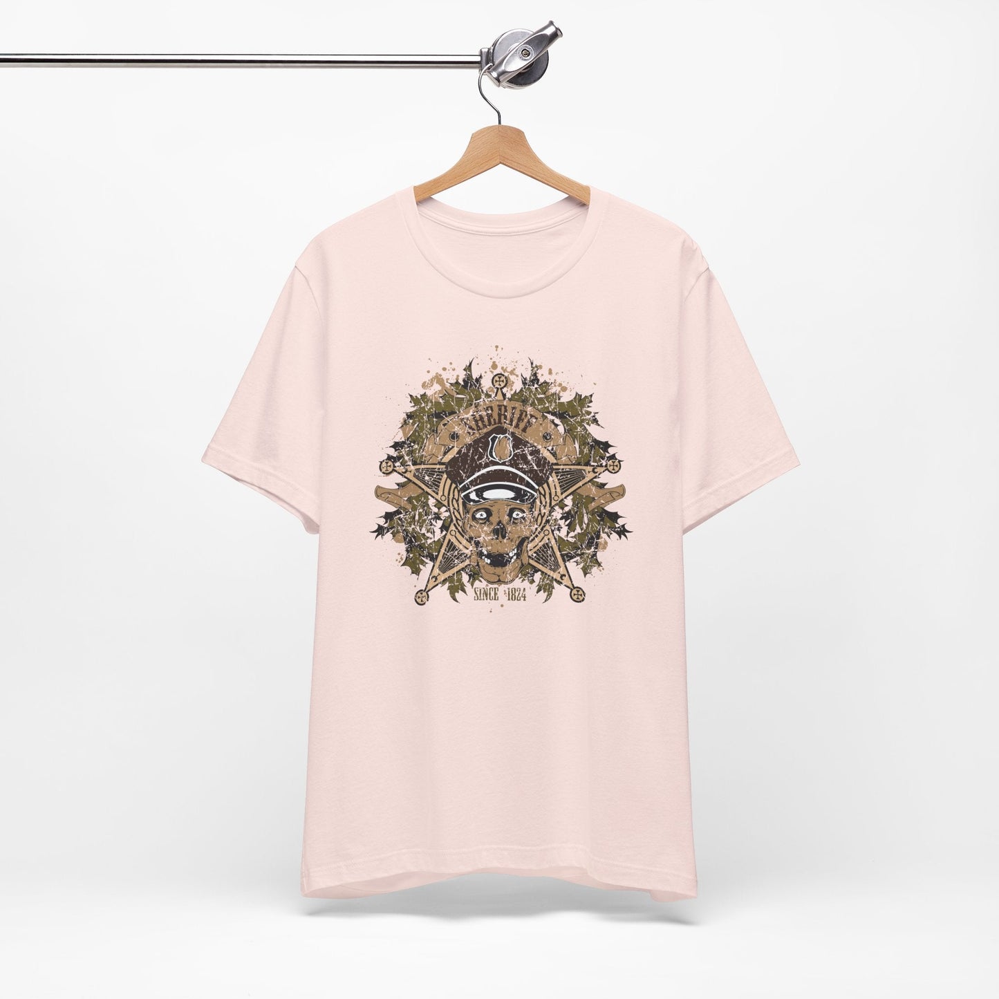 Skull Floral Emblem Graphic Unisex Cotton Tee Art-45