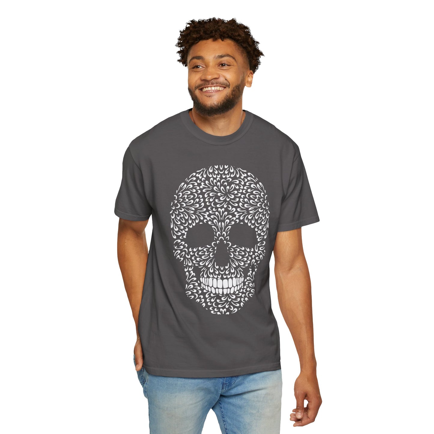 Unisex-T-Shirt aus Baumwolle mit Totenkopf 