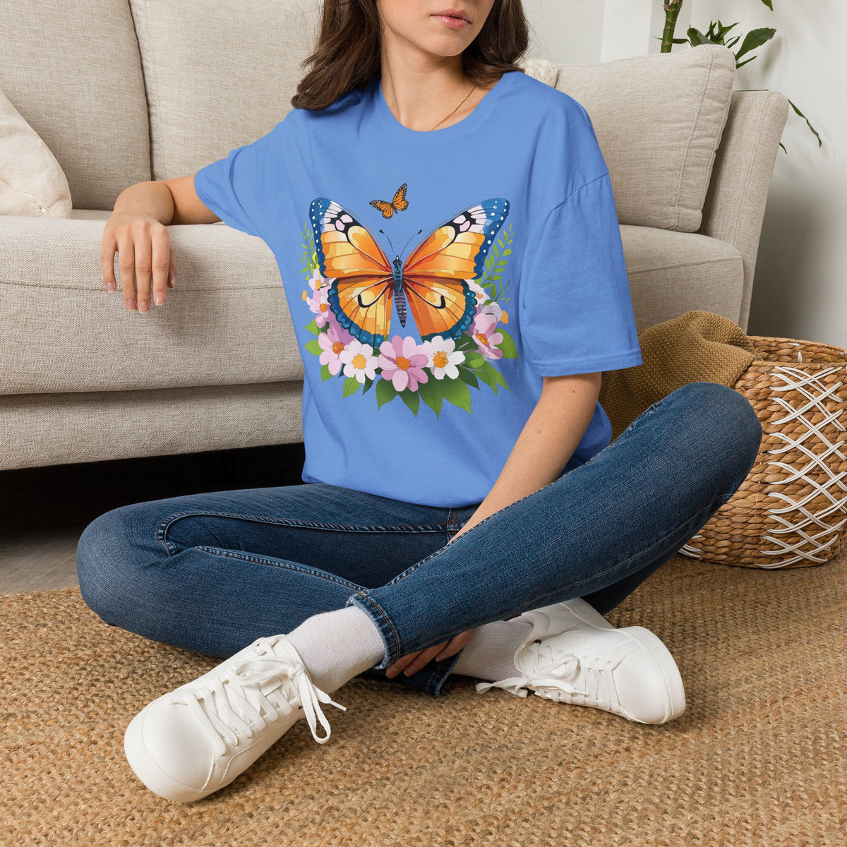 Monarch Butterfly Floral Butterfly Graphic Design Unisex 100 Cotton Gildan T-Shirt