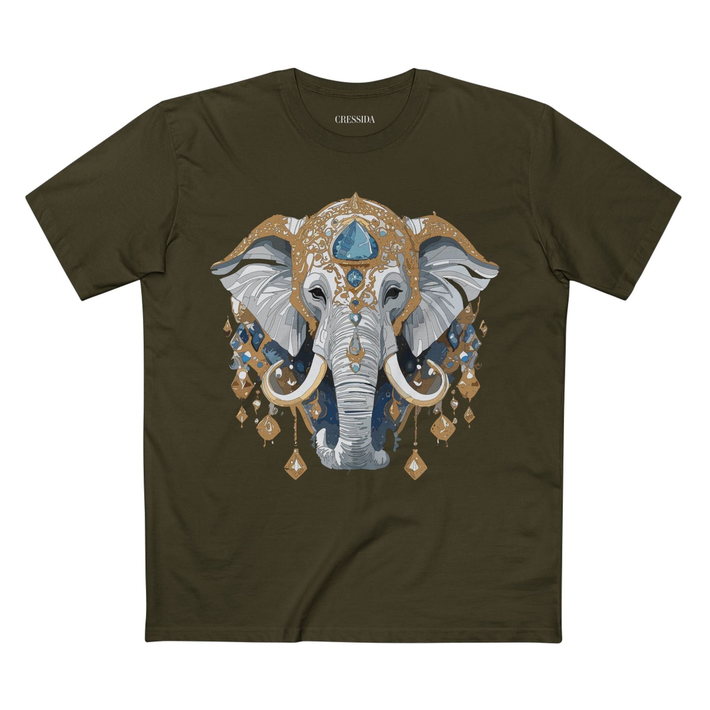 Elephant Graphic Unisex 100 Cotton Tee With Unique Animal Golden Medallion Art Design 40