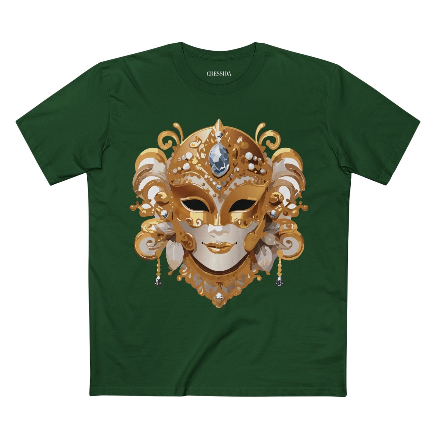 Carnival Mask Graphic T-Shirt Unisex 100 Cotton With Antique Gold Art Design Tee 23