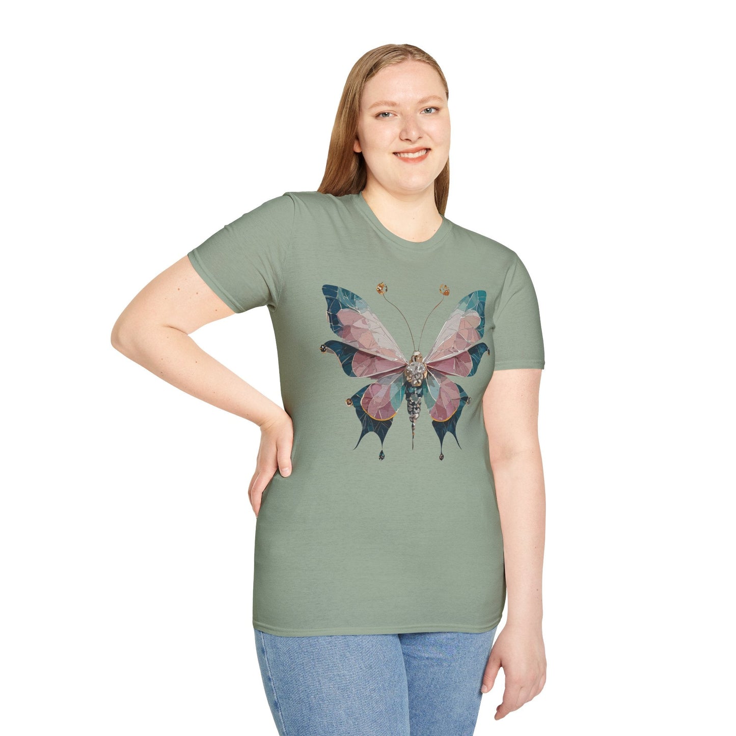 Butterfly Shirt Unisex T Shirt Monarch Print Gildan Softstyle 64000 100 Percent Ring Spun Cotton