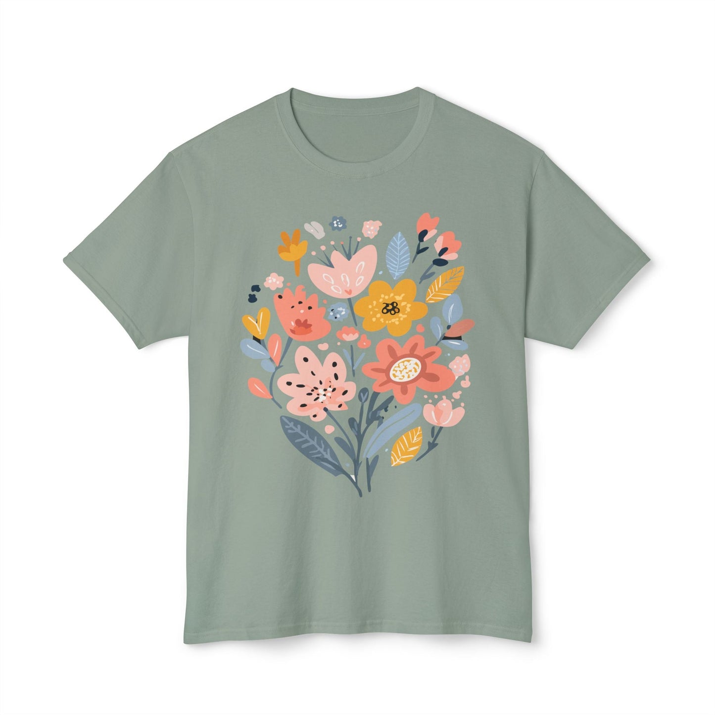Unisex HD Cotton Floral Art Print T Shirt With Vintage Flowers Design Tee Premium Quality