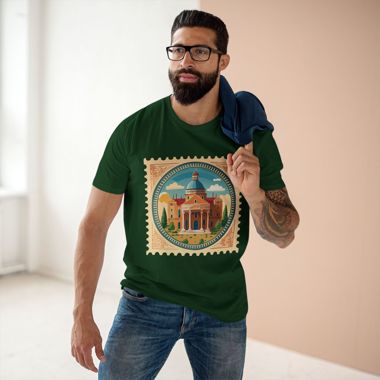 Stamp Shirt Postage Stamp Art Tee Unisex Premium Cotton Retro2Nova Original Art Design