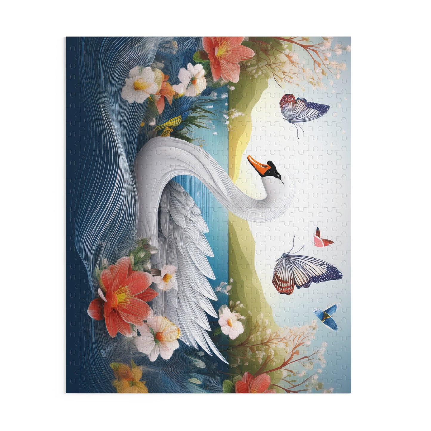 Puzzles-42 Kids Swan Puzzle 500-Piece  Floral Swan Puzzle 500-Piece, Birds Kids Puzzles Size: 16" x 20",  Ages 9+