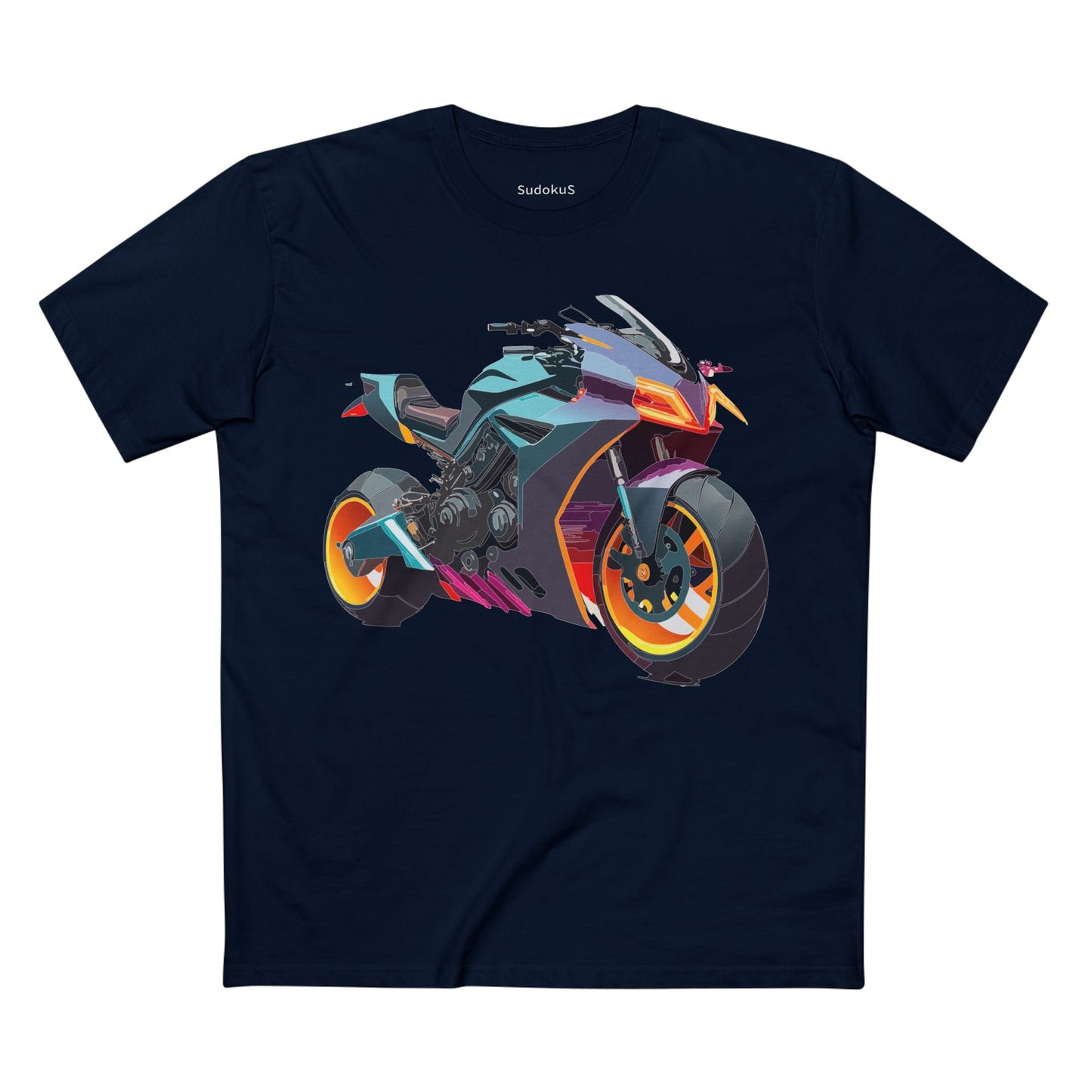 Moto Bike Graphic Unisex 100 Cotton Staple Tee 16