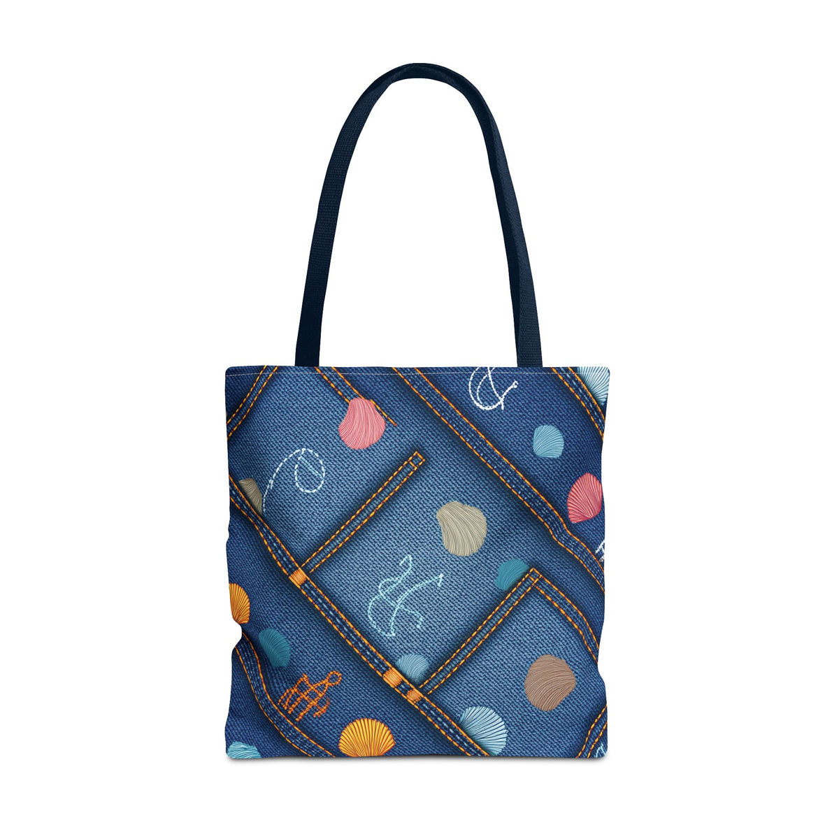 Denim Fabric Imitation Print Unisex Canvas Bag Poly Spun 3 Sizes Tote Bag 182-24