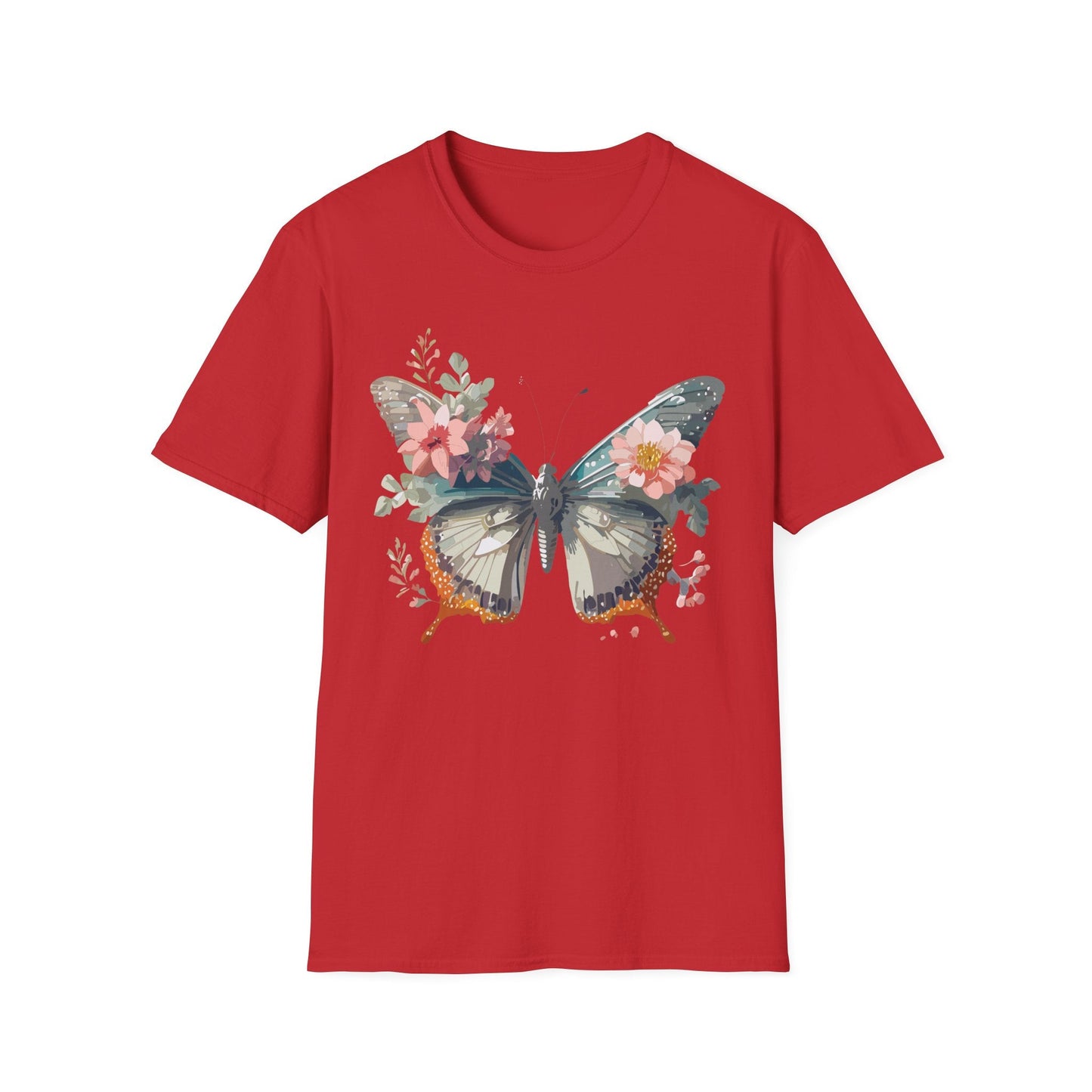Butterfly Shirt Unisex Softstyle T Shirt Gildan 64000 Lightweight Ring Spun Cotton Monarch Design