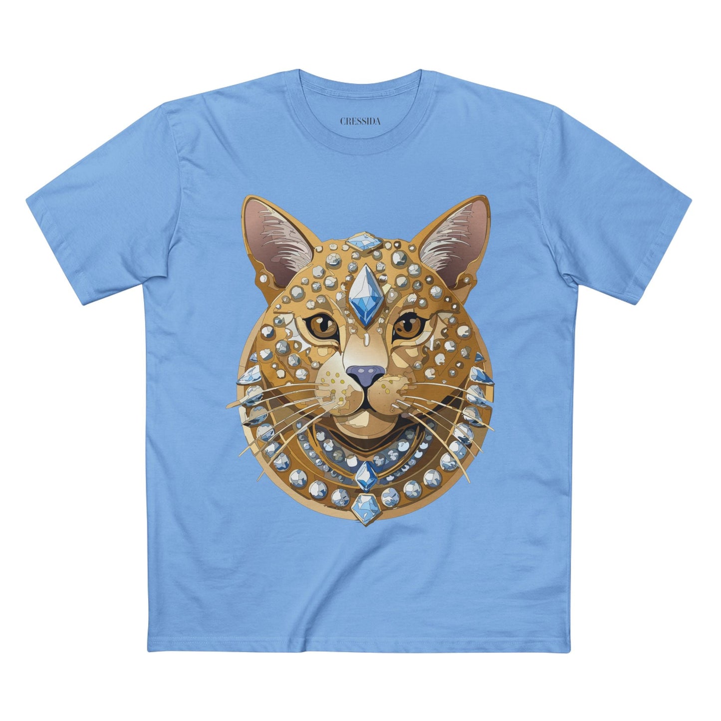 Cat Graphic Unisex 100 Cotton Tee With Unique Animal Golden Medallion Art Design 11
