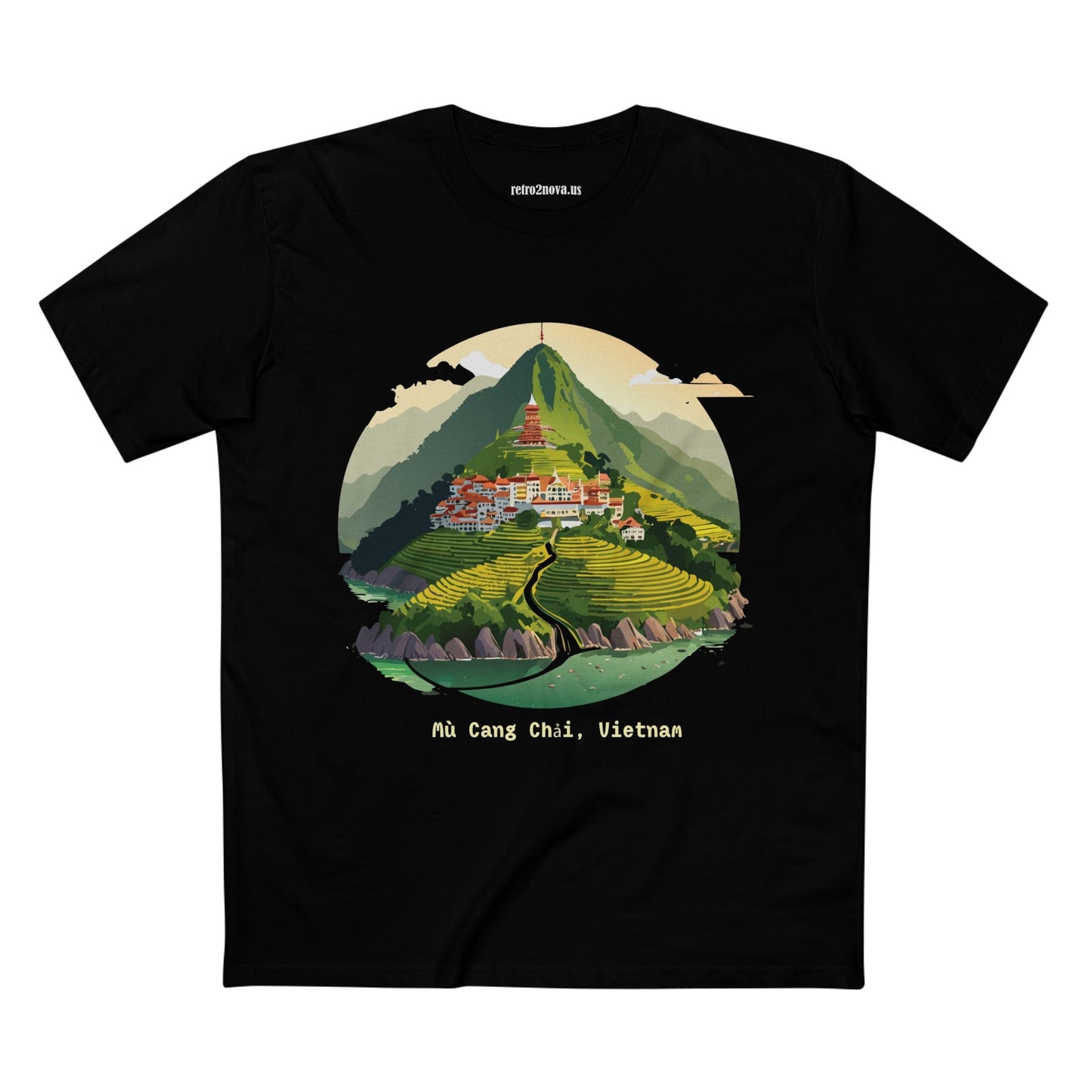 Retro2Nova Unisex Premium Cotton Staple Tee With Original Art Design Vietnam Travel Shirt
