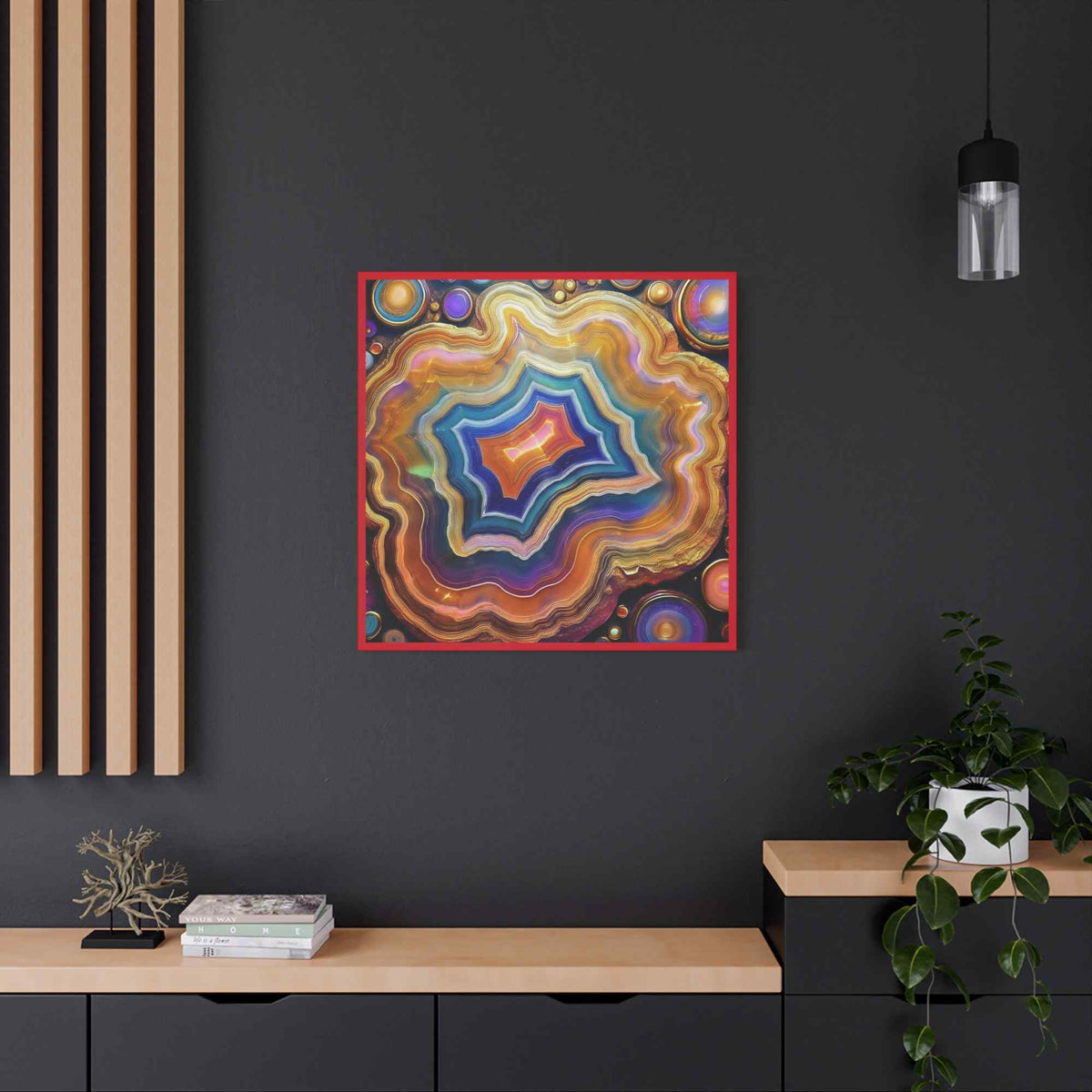 Agate Stone Graphic Print Canvas, Oil Paint Print 20x20, 24x24, 30x30, 32x32, 36x36 Canvas Pine-Wood Inner Frame MC-191