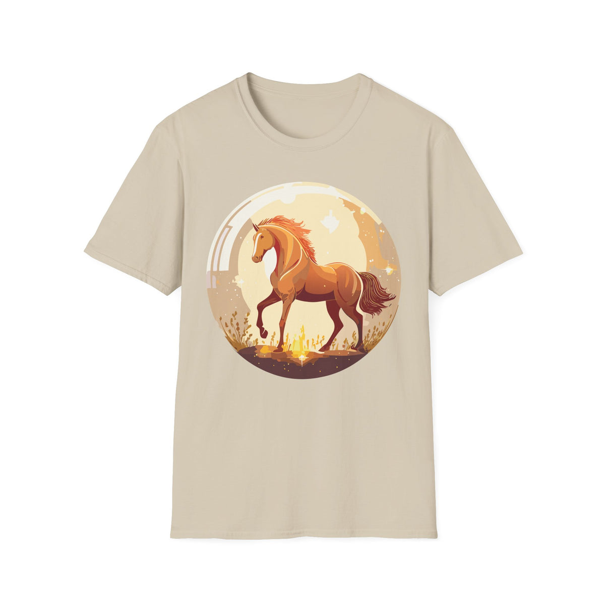 Sunset Chestnut Horse T-Shirt | Galloping Horse Graphic Tee