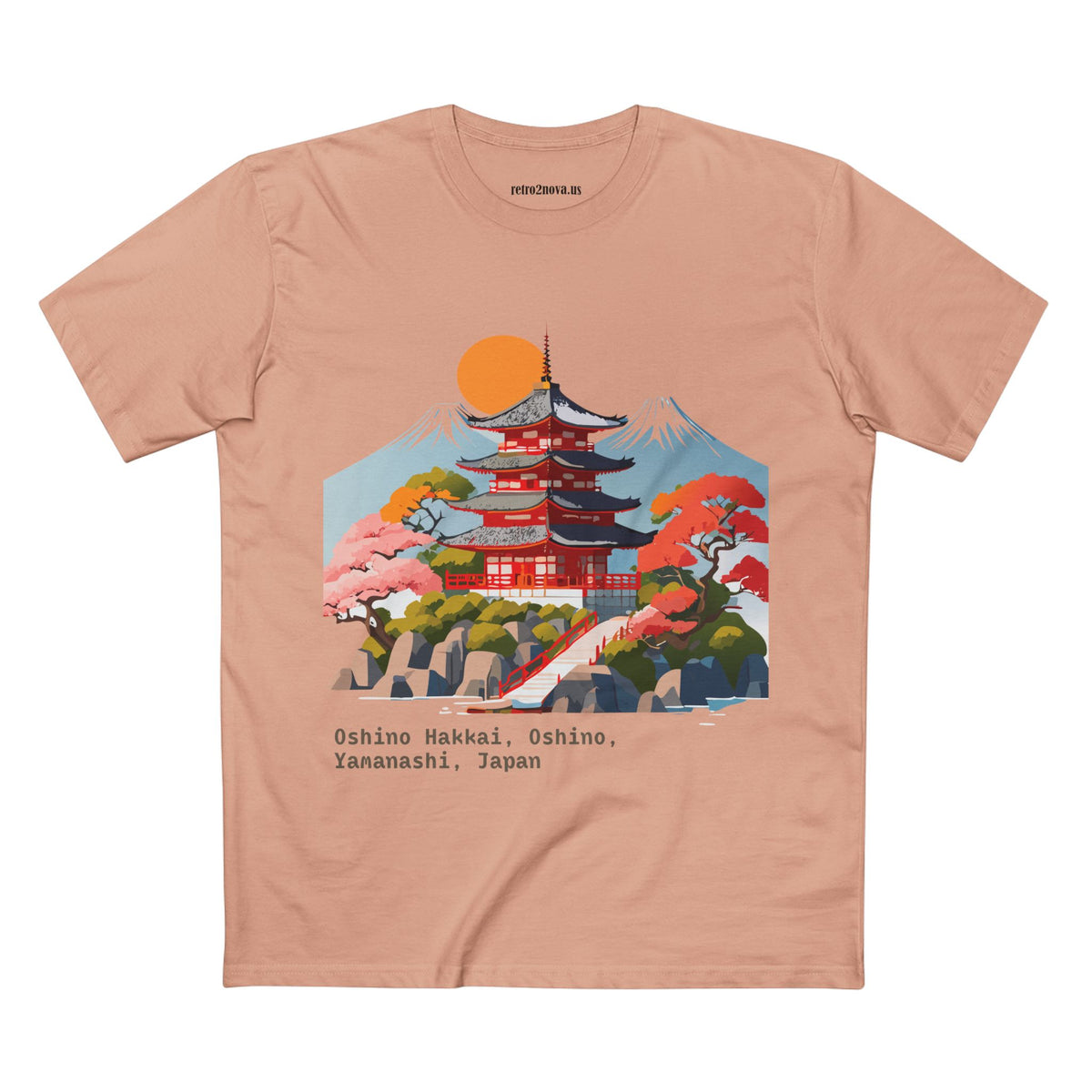 Japanese Pagoda Illustration Tee | Oshino Hakkai, Yamanashi, Japan