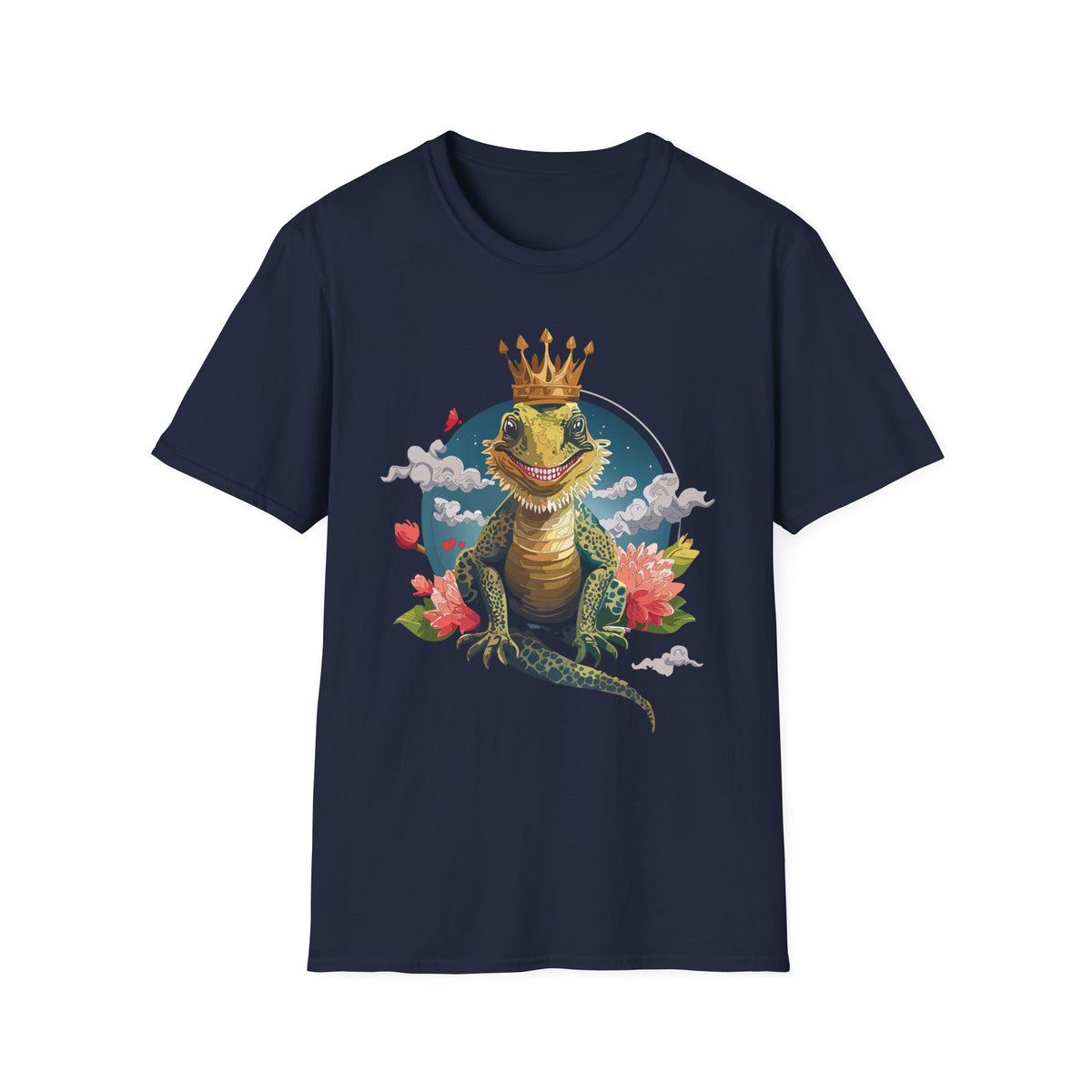 Crowned Lizard King T-Shirt | Royal Gecko Illustration