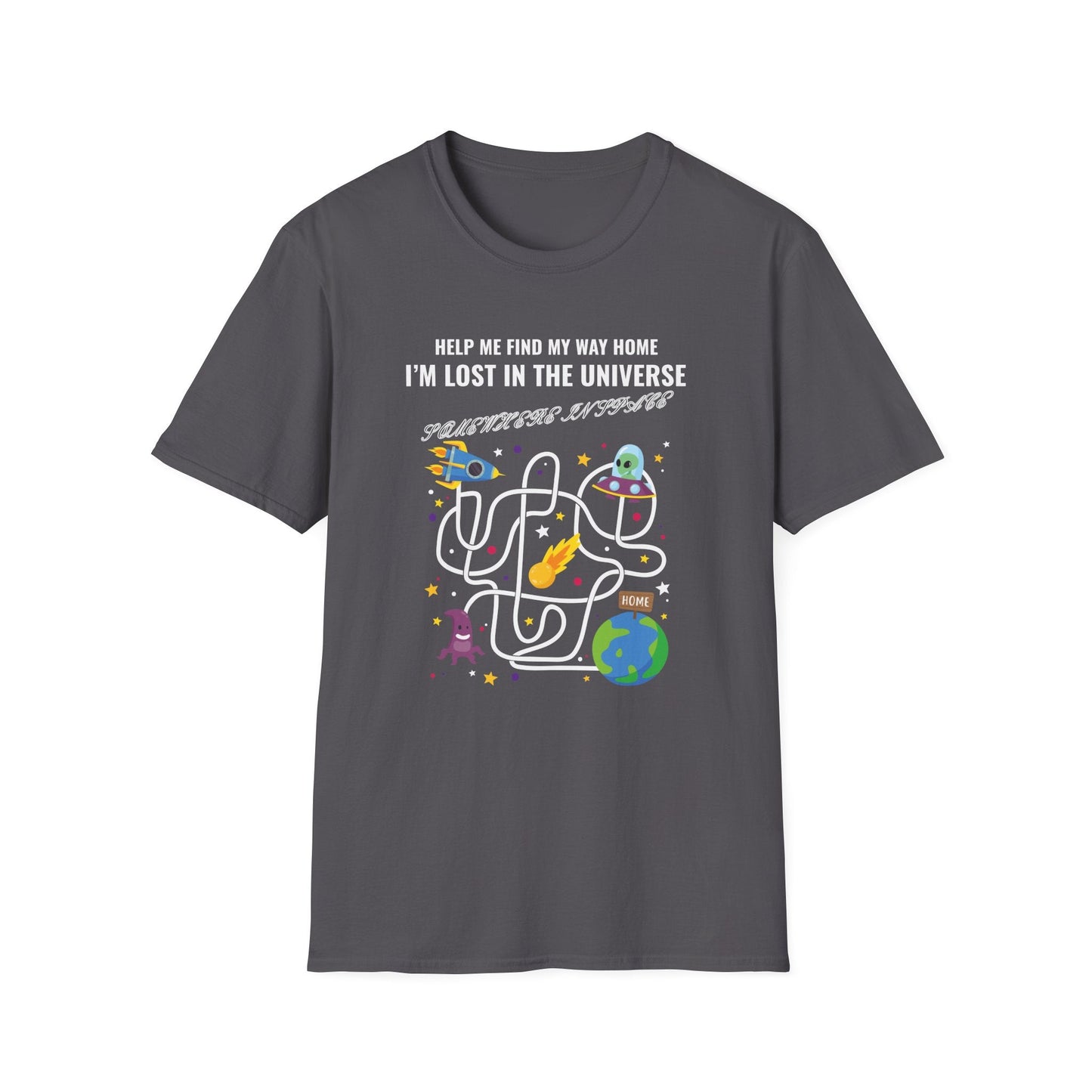 Lost in the Universe Maze TShirt Unisex Cotton Funny Space Puzzle Tee
