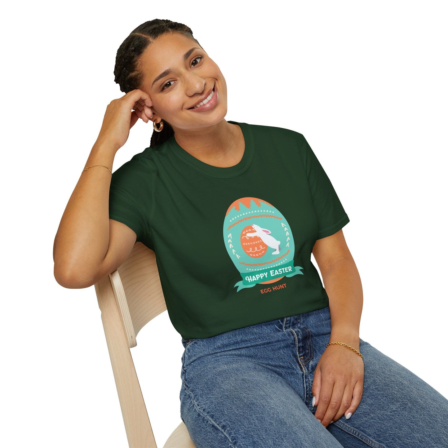 Easter Egg T Shirt Unisex Softstyle Tee With Easter Signature Design 100 Percent Ring Spun Cotton