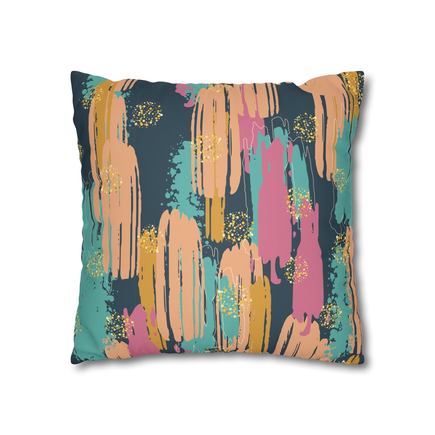 Faux Suede Pillowcase with Abstract print