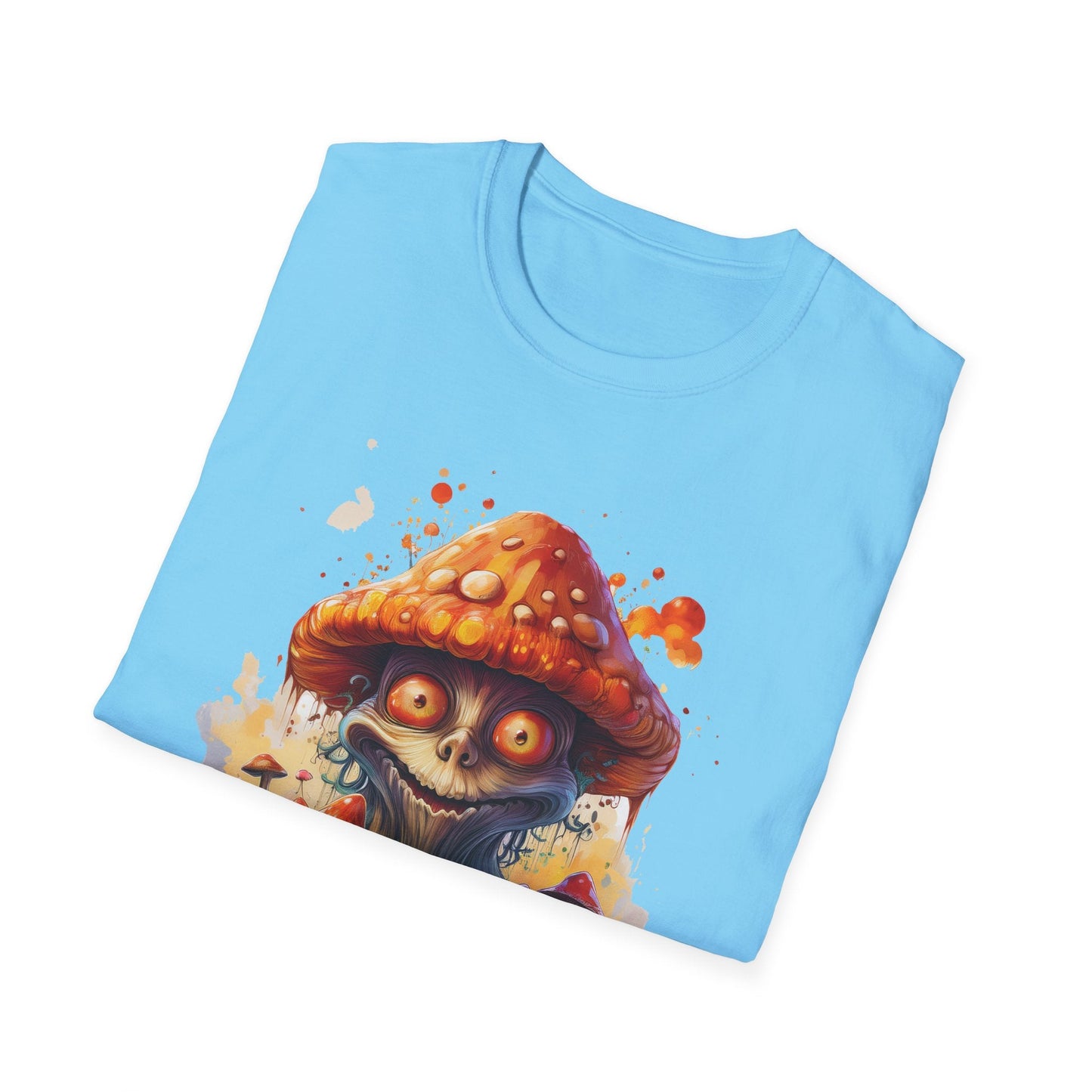 Funny Mashroom Tee Shirt Unisex Softstyle Cotton Art Design with Fungus Graphic Artwork Theme
