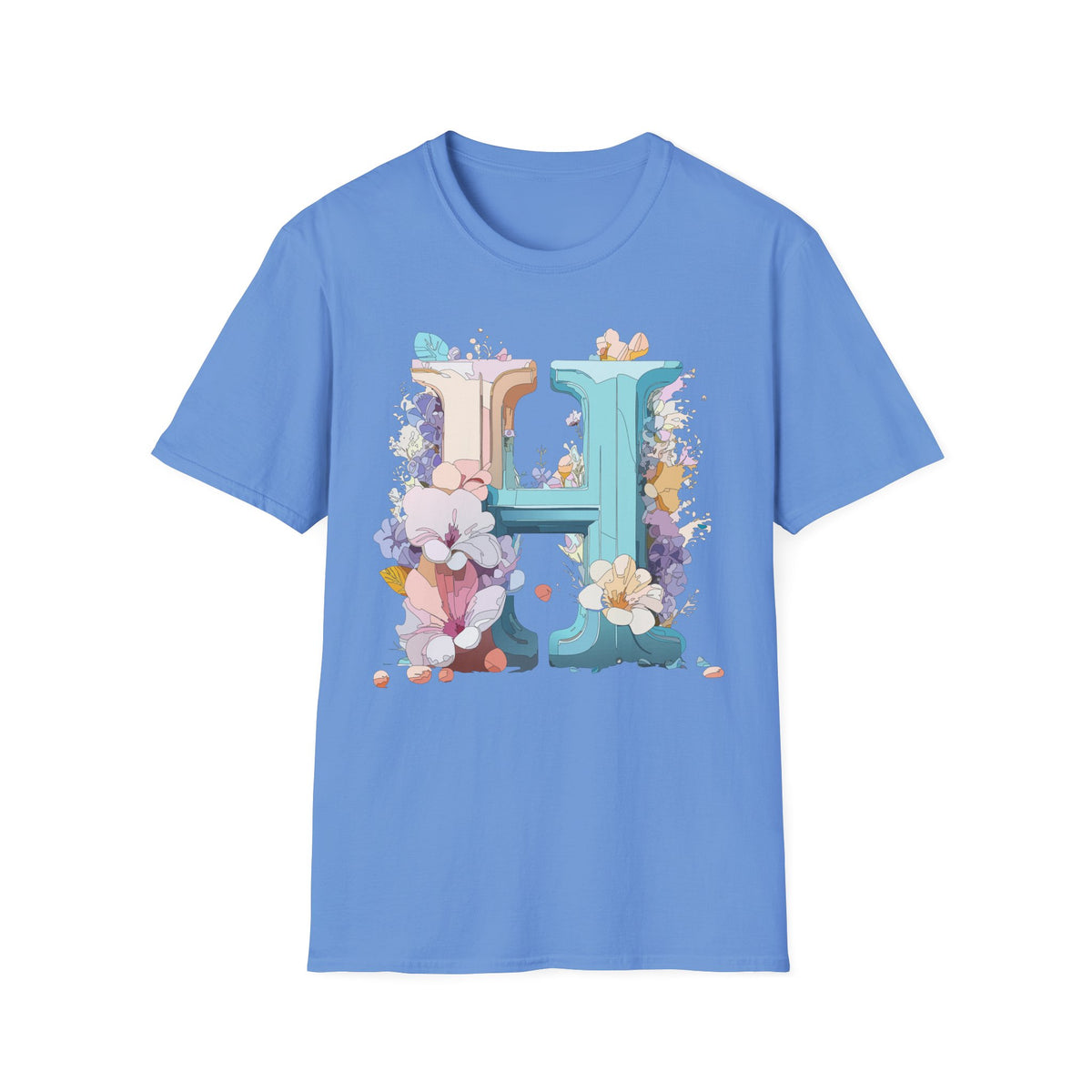 Floral H Monogram T-Shirt | Letter H Floral Initial Tee