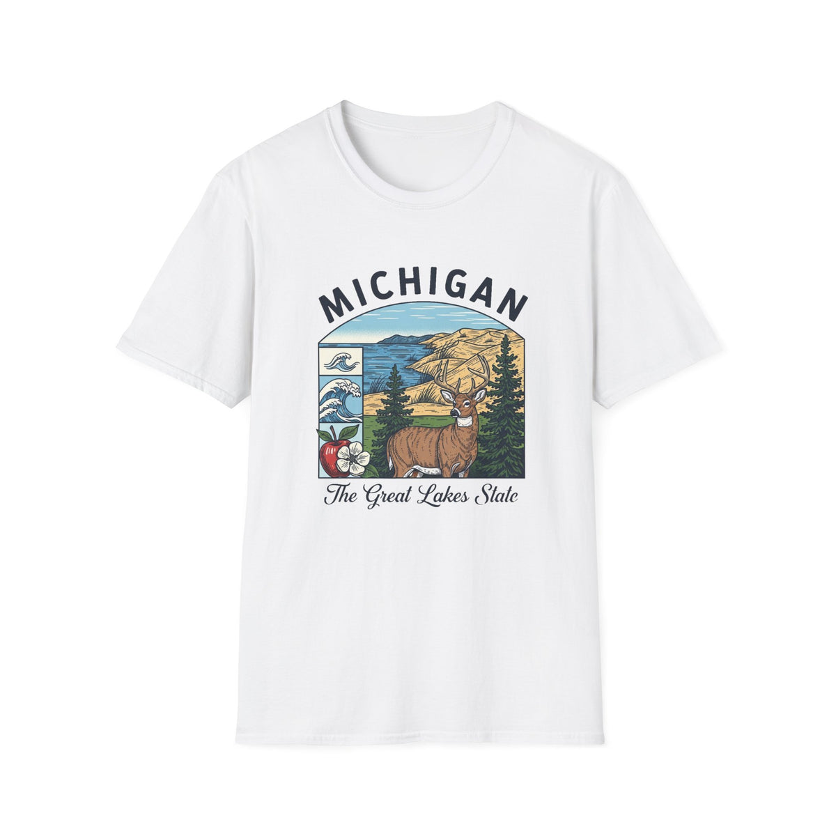 Michigan Scenic T-Shirt — Great Lakes State Vintage Travel Tourist Graphic Design Unisex 100 Cotton Gildan T-Shirt