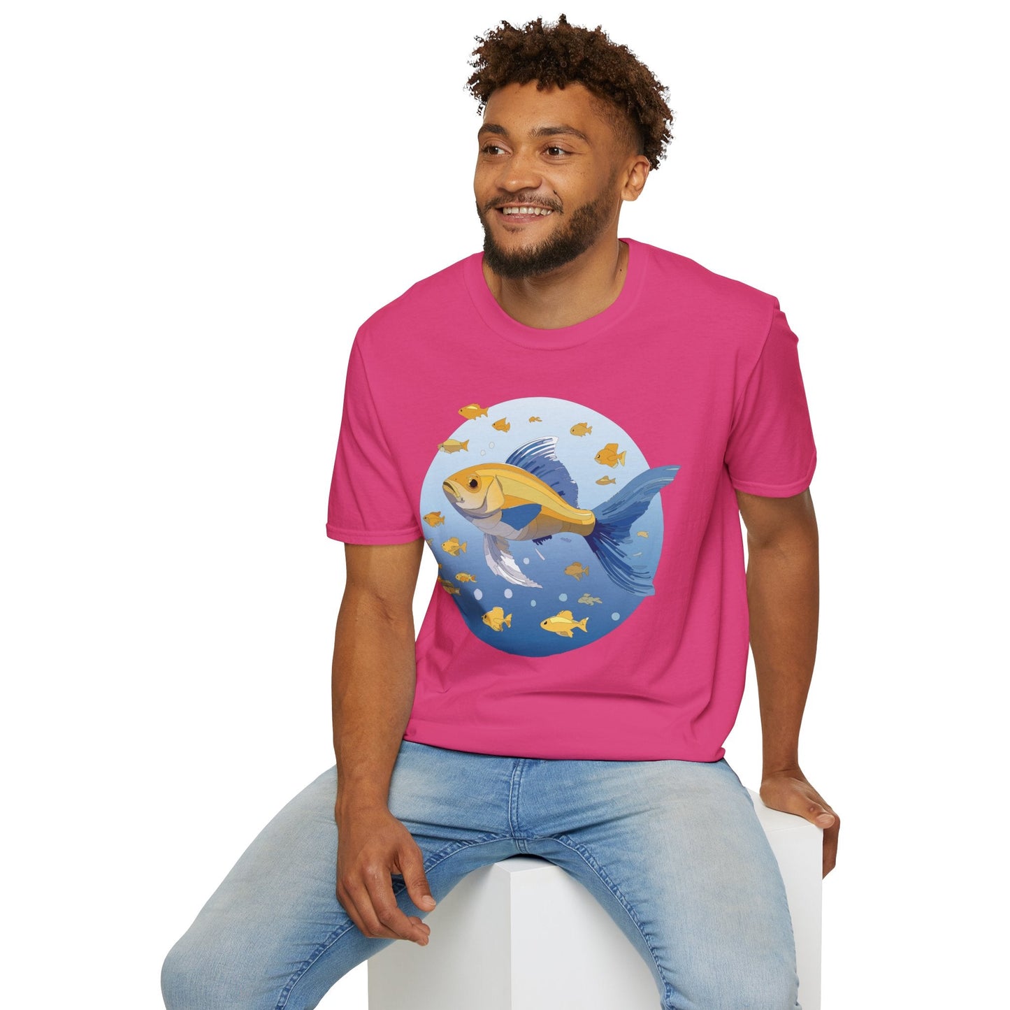 Fish Art Graphic Tee Shirt For Men And Women Unisex Cotton Softstyle Tee With Fish Artwork Design