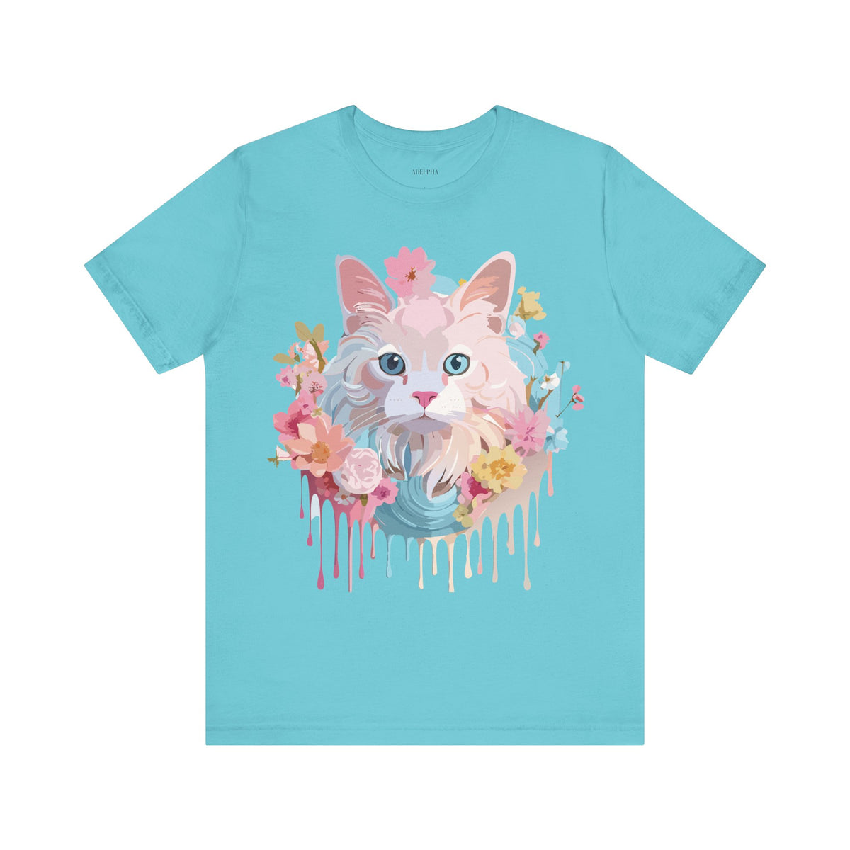 Cat Graphic Unisex Cotton Bella+Canvas Tee with Art Animal Design e206