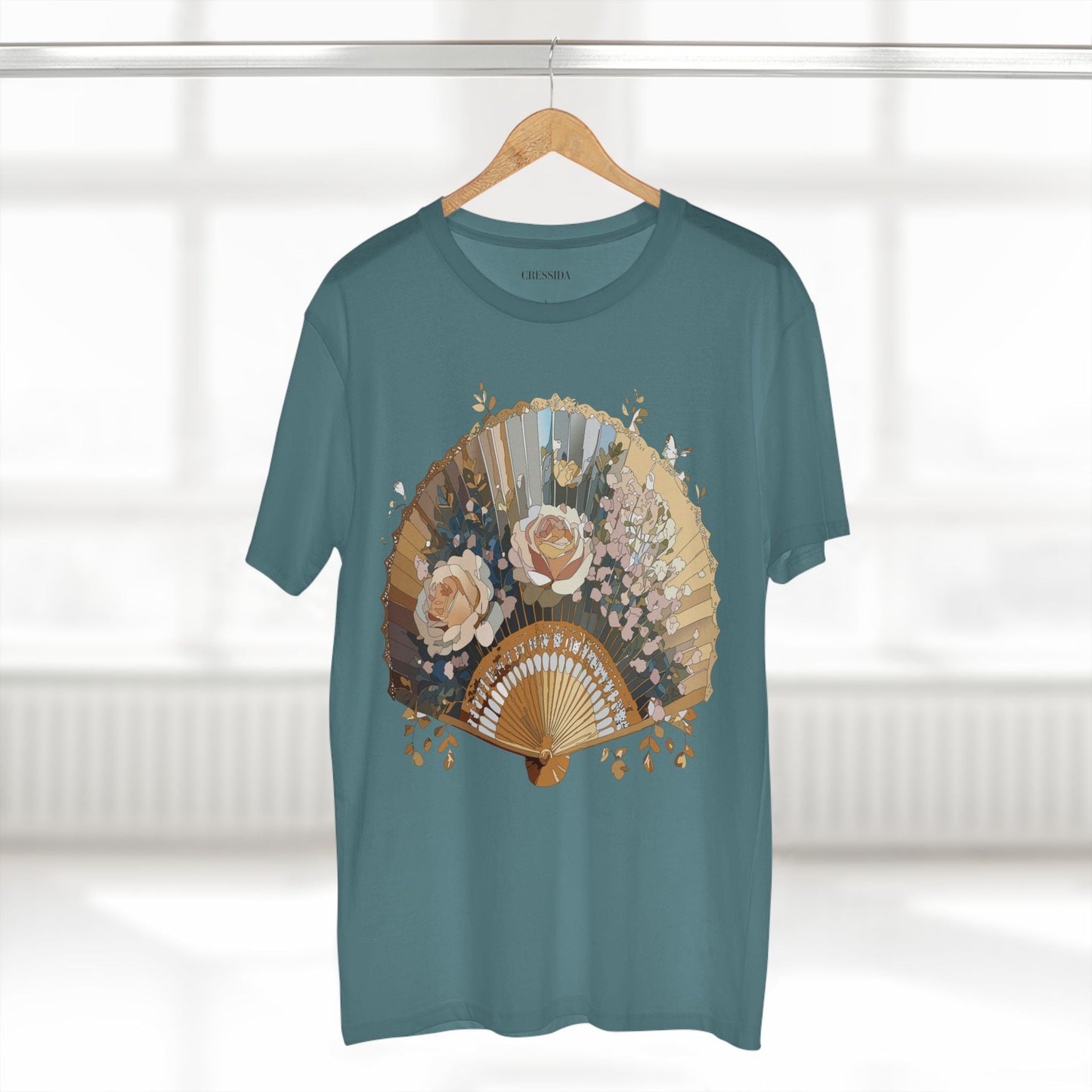 Antique Fan Graphic Design T-Shirt Unisex 100 Cotton Floral Carnival Artwork Tee 6