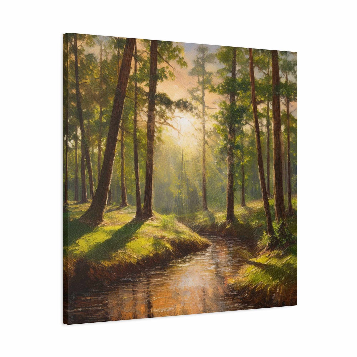 Forest Print Canvas, Trees Oil Paint Print 20x20, 24x24, 30x30, 32x32, 36x36 Art Design Print Pine-Wood Inner Frame MC-73