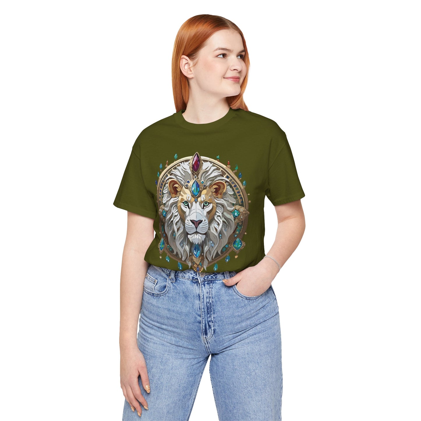 Unisex Lion Graphic Tee, Animal Shirt, Tee Shirt with Lion, Medallion T-Shirt, Animal Medallion Tees
